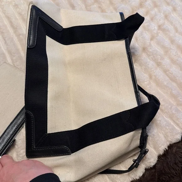 Cotton Canvas Satin Calfskin S Navy Cabas Natural Black - Picture 6 of 10